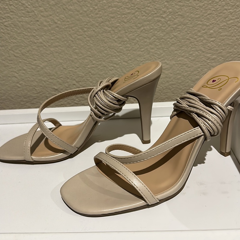 Delicious Shoes- Tan Wrap Heels - Picture 3 of 5